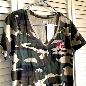 NWT Camo V-Neck Love Tee